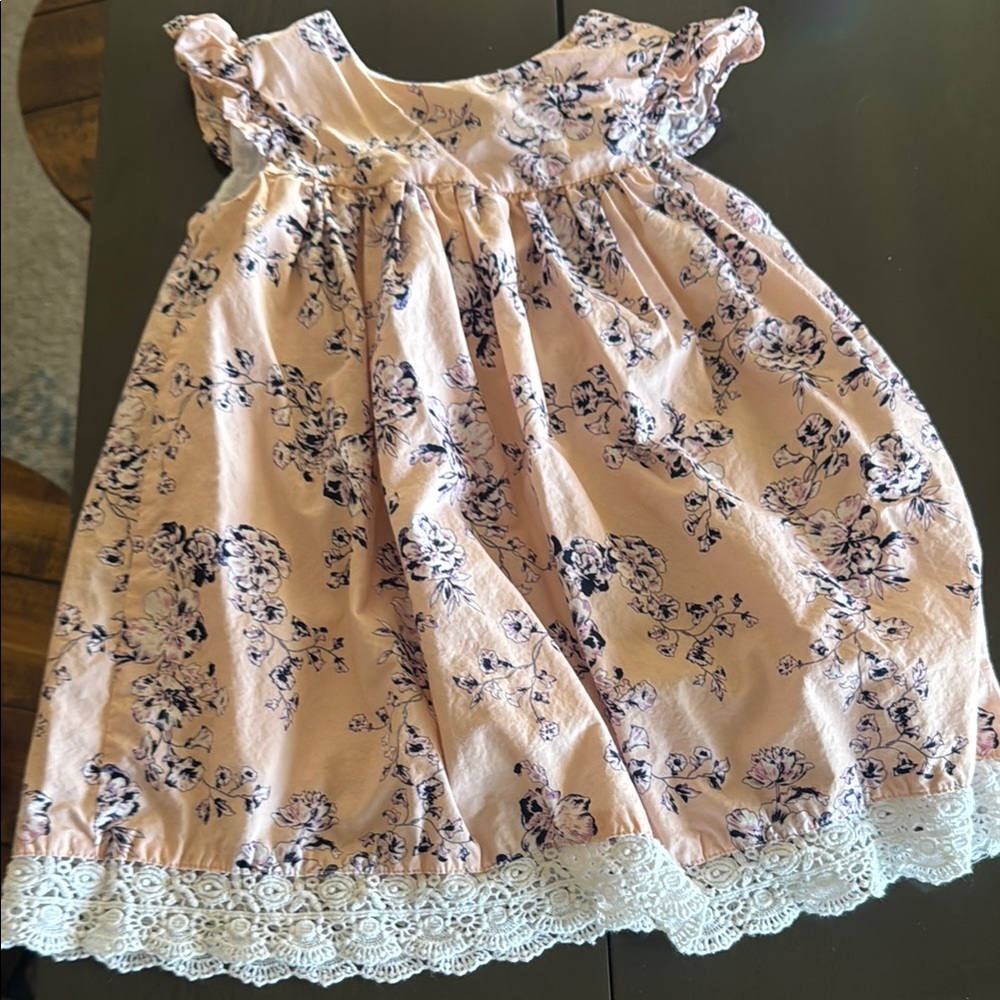 Nordstrom Pink Floral Kids Dress with White Lace